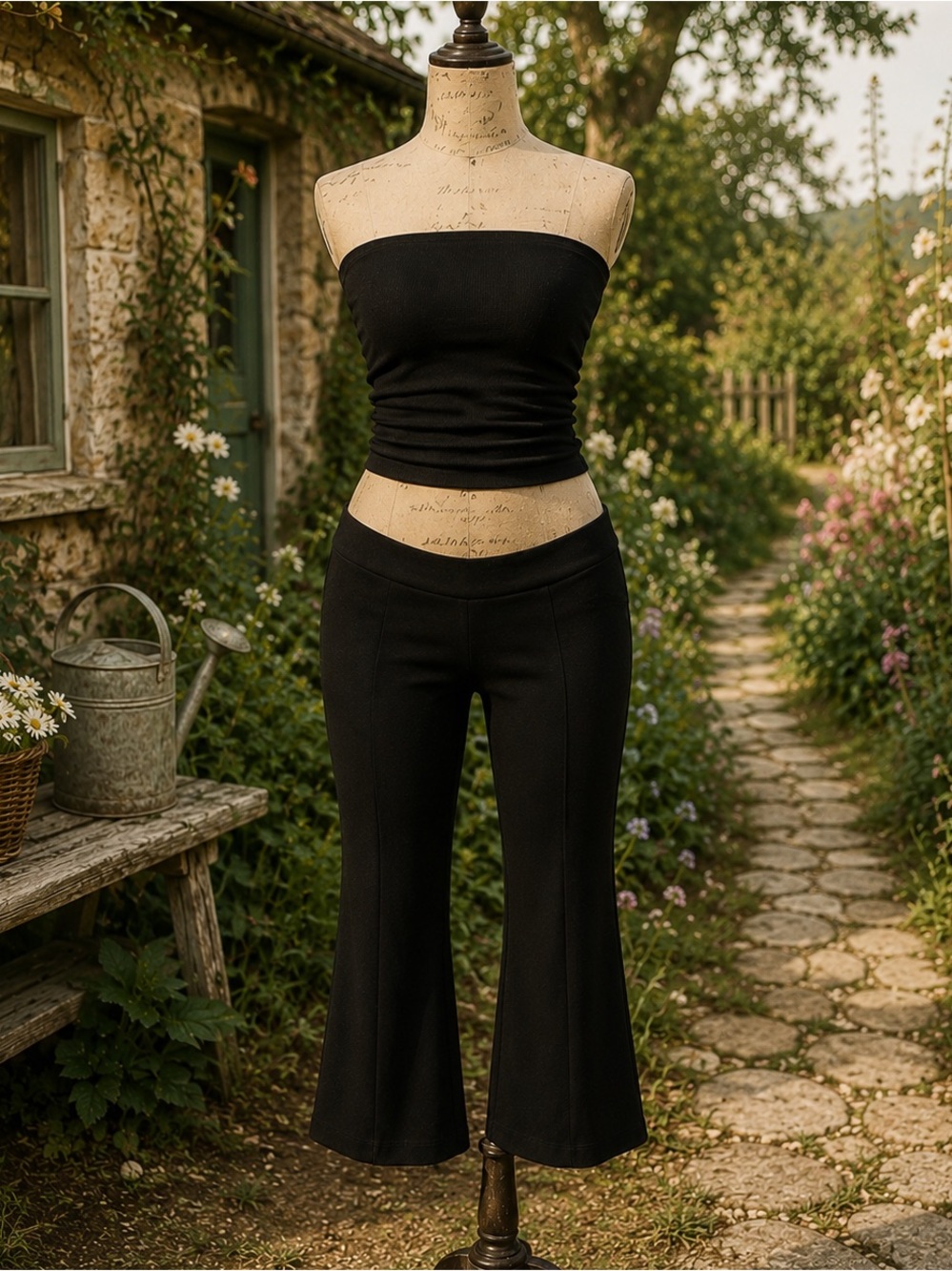 Alice + Olivia Cotton Stretchy Black Capri Pants